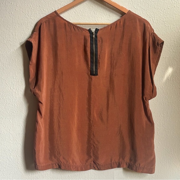 🇬🇧TOPSHOP TALL 2009 Rust/Brown Cupro Fabric Top - Picture 4 of 6